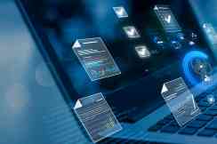 Notebook mit Dokumentensymbolen